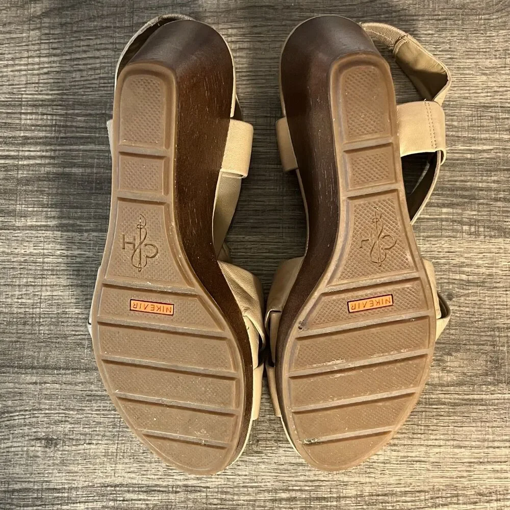 Cole Haan Air Dinah Wedge Sandals Size 8B  Cove Nappa Tan D37477 Collab Heels